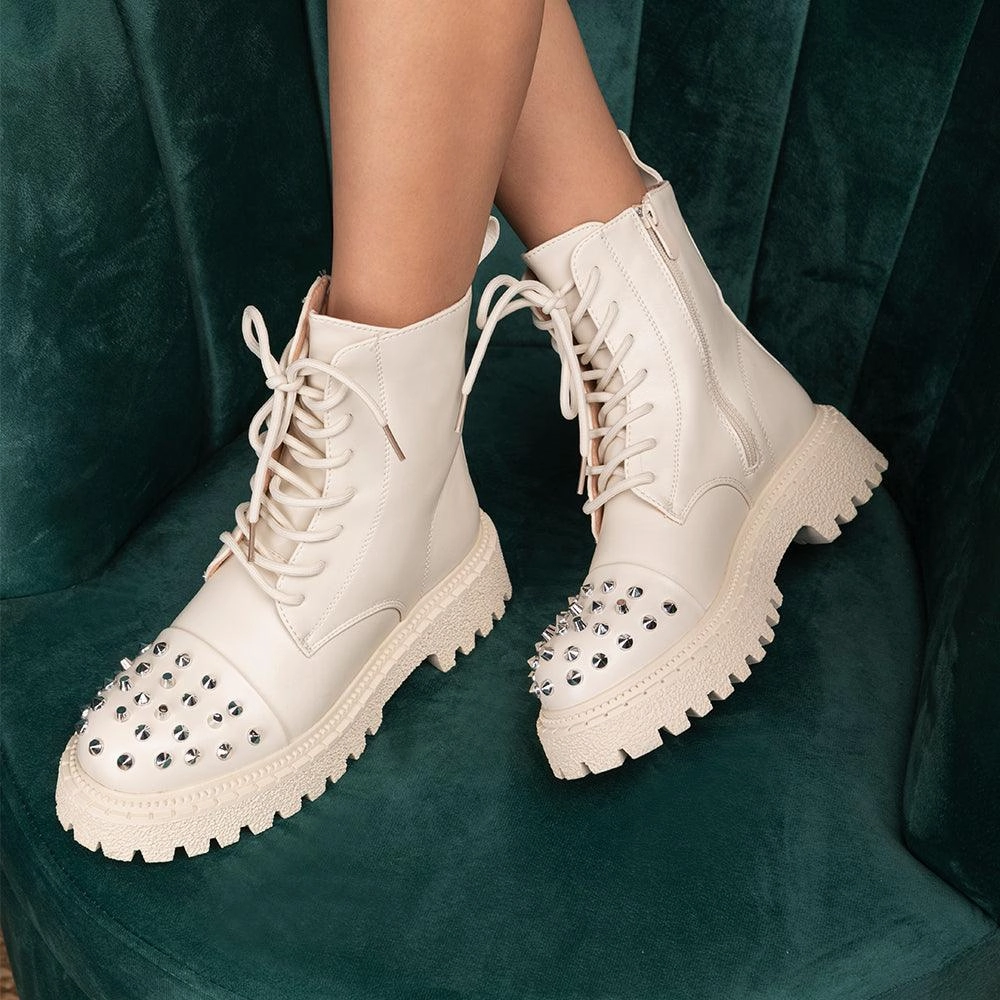 The Forcay Beige Women's Boots Tresmode Ankle Boots With Zipper