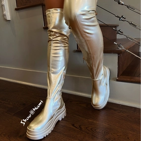 CITY-2 Gold High End Knee High Boots
