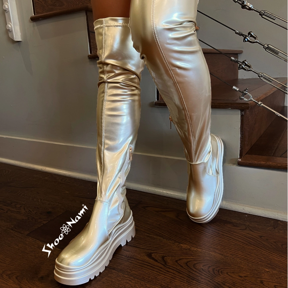 High Knee Snow Boots CITY-2 Gold