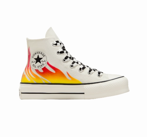 Sneakers Restaurant Winooski Vt Converse scarpa sneakers da donna con zeppa Chuck Taylor All Star Lift Flames A07892C airone-rosso smalto-nero