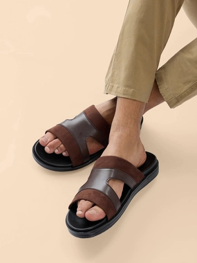 Fall Sandals Regal Brown Men Smart Casual Suede Combo Sandals