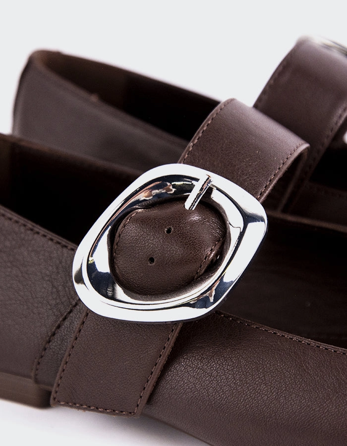 Vady Brown Leather Wisteria Mary Jane Shoes