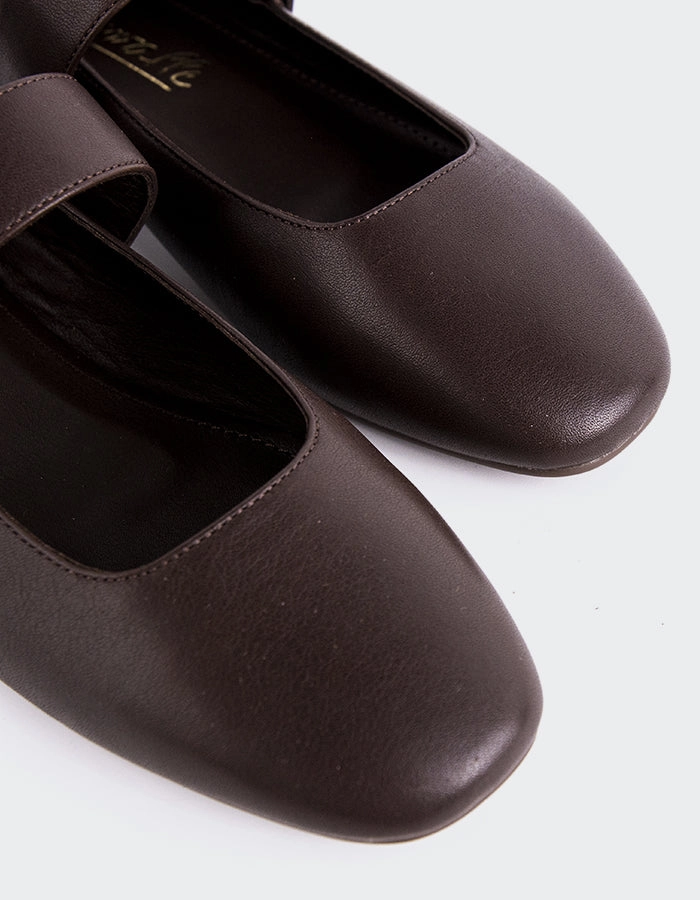 Vady Brown Leather Patent Mary Jane Shoe