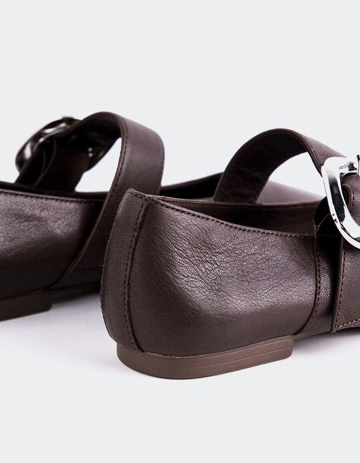 Vady Brown Leather Ecco Sky Mary Jane Shoes