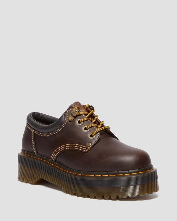 Dr. Martens 8053 Arc Crazy Horse Leather Platform Casual Shoes Dark Brown - Mens Striped Oxford Shirt