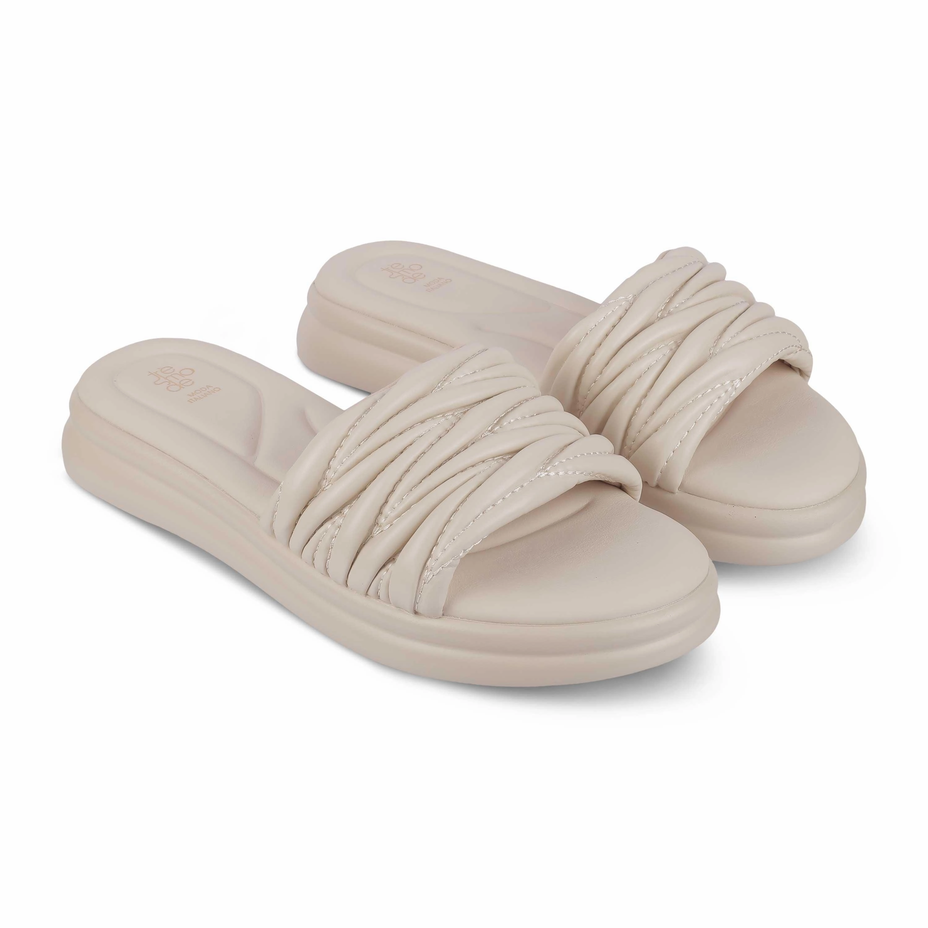 Tresmode Flatform Beige Women's Casual Platform Flats Flat Feet Shoes Store Near Me