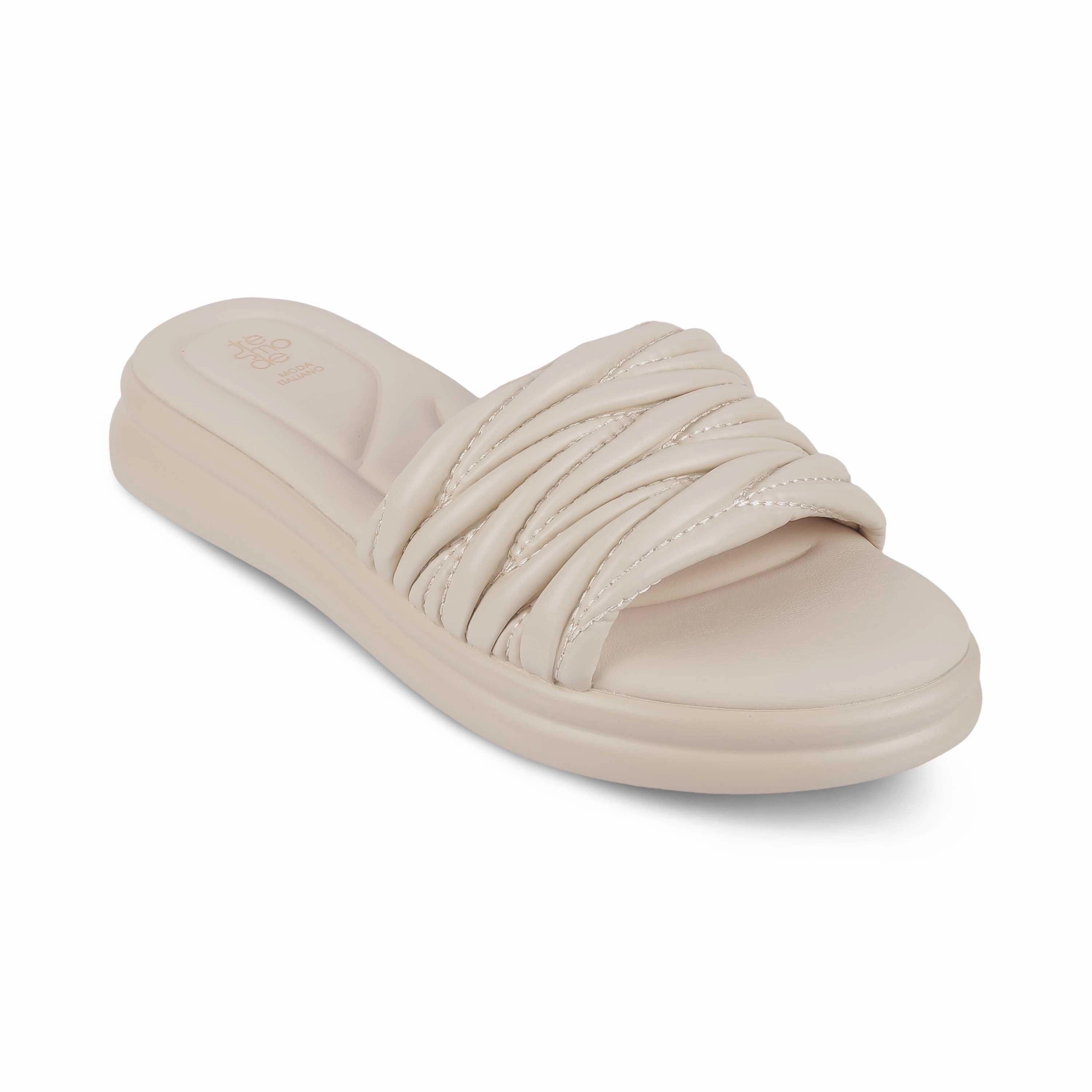 Running Shoes Wide Flat Feet Tresmode Flatform Beige Women's Casual Platform Flats