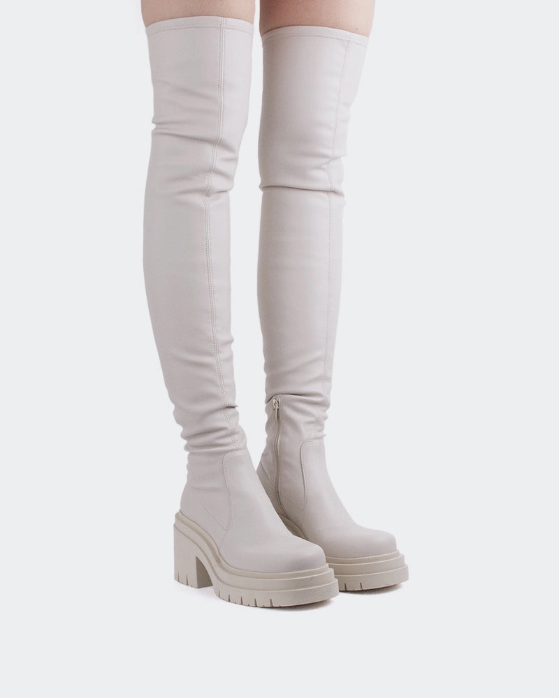Mitcham Off White Stretch Grace Chelsea Boots
