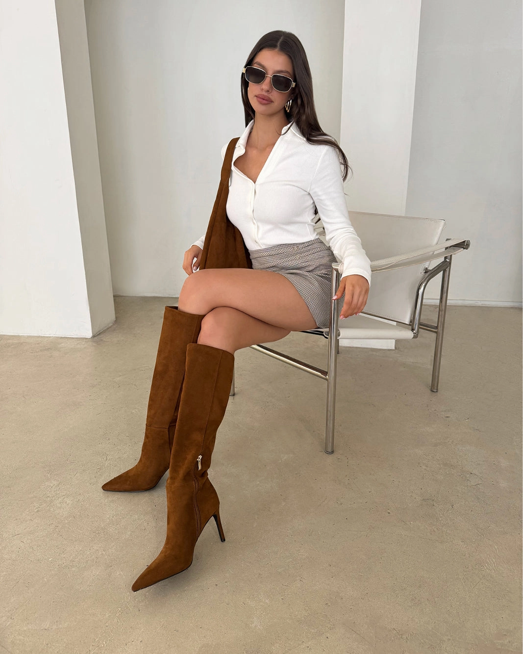 Henry Leather Knee-high Boots DILAN - HAZEL SUEDE