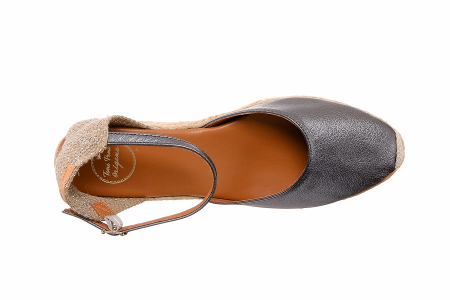 Tp Planet Silver Suede Ankle Strap Espadrilles