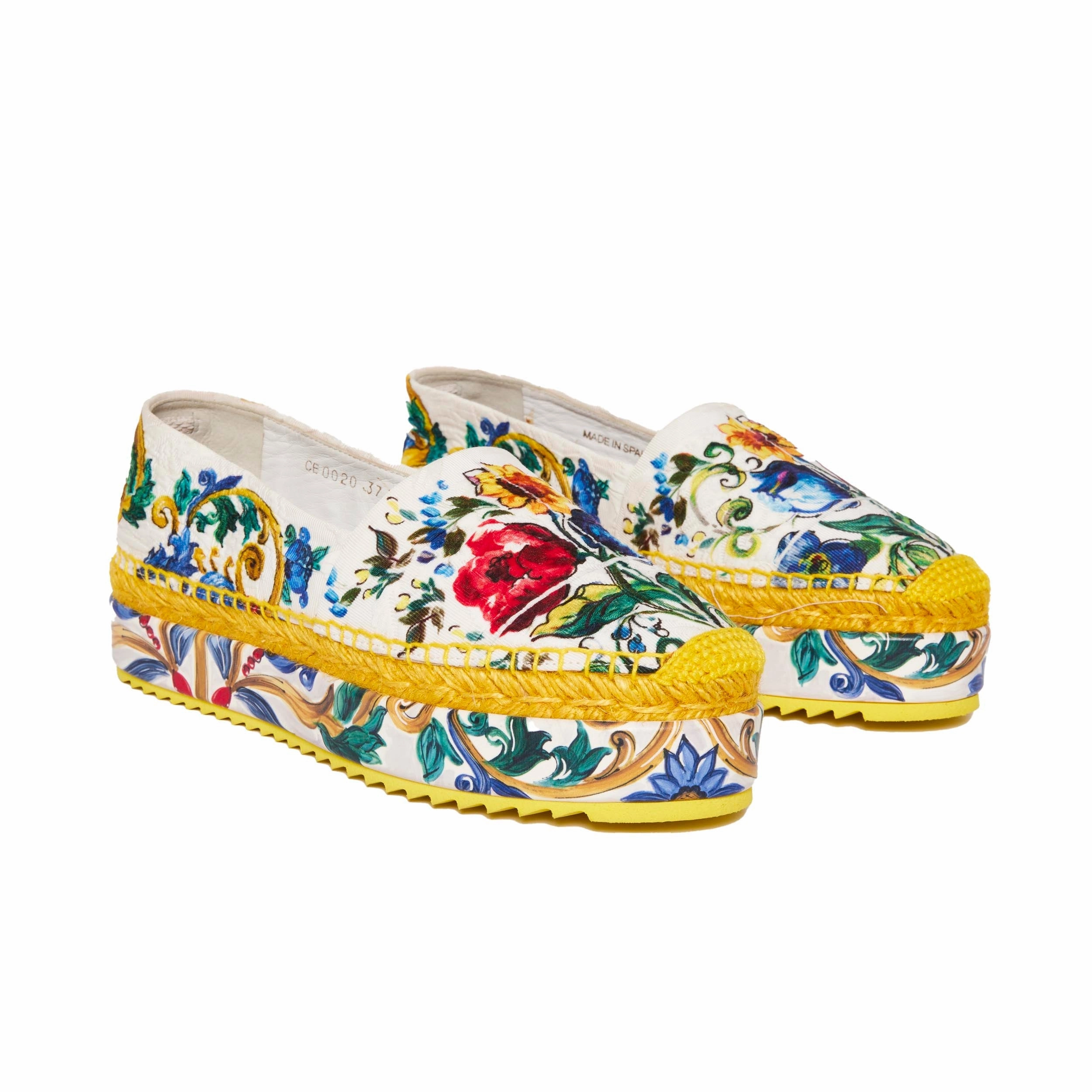Gucci Espadrilles Gg DOLCE & GABBANA Multicolor Fabric Majolica Print Platform Espadrilles 37