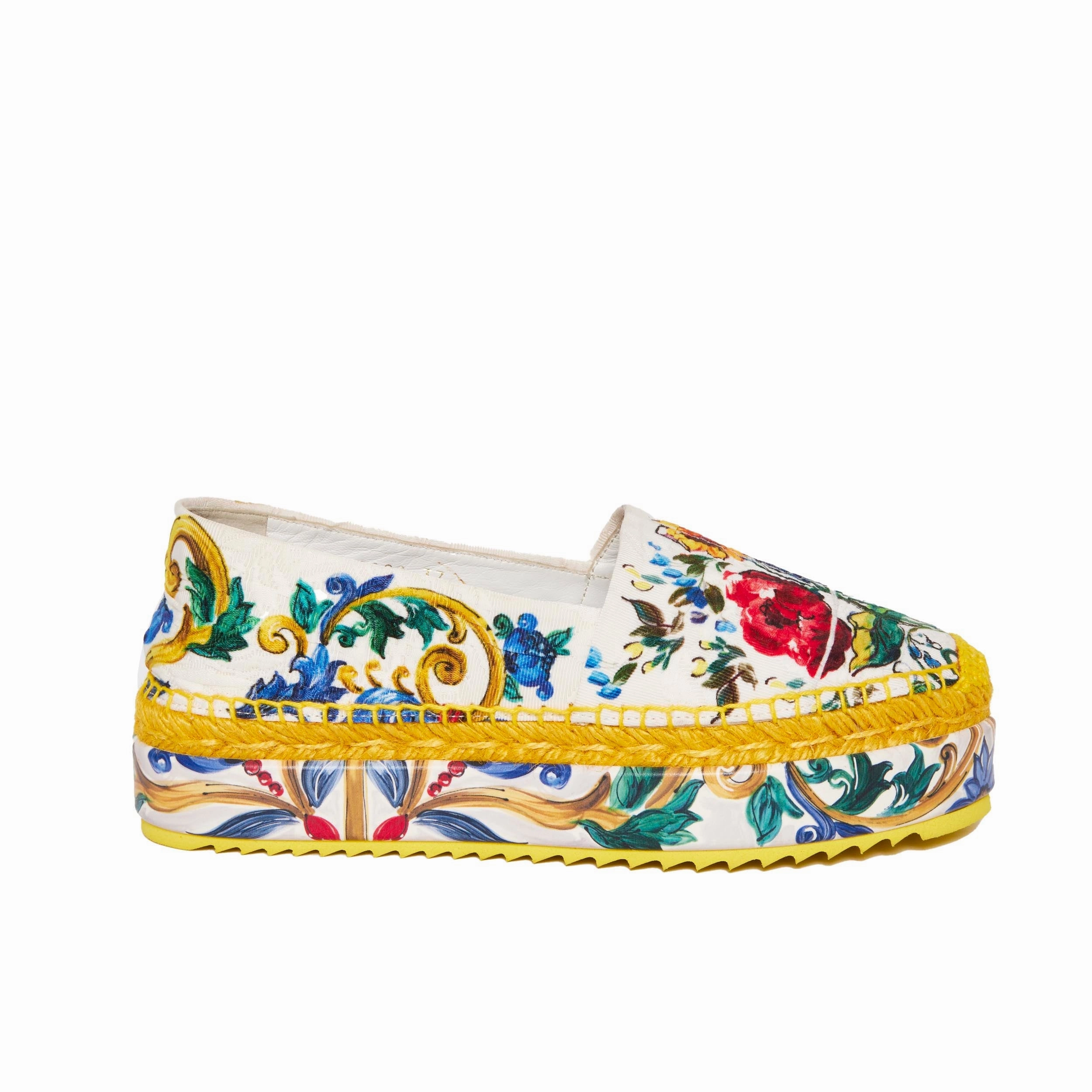 DOLCE & GABBANA Multicolor Fabric Majolica Print Platform Espadrilles 37 Sam Edelman Kai Espadrille Flat Loafer