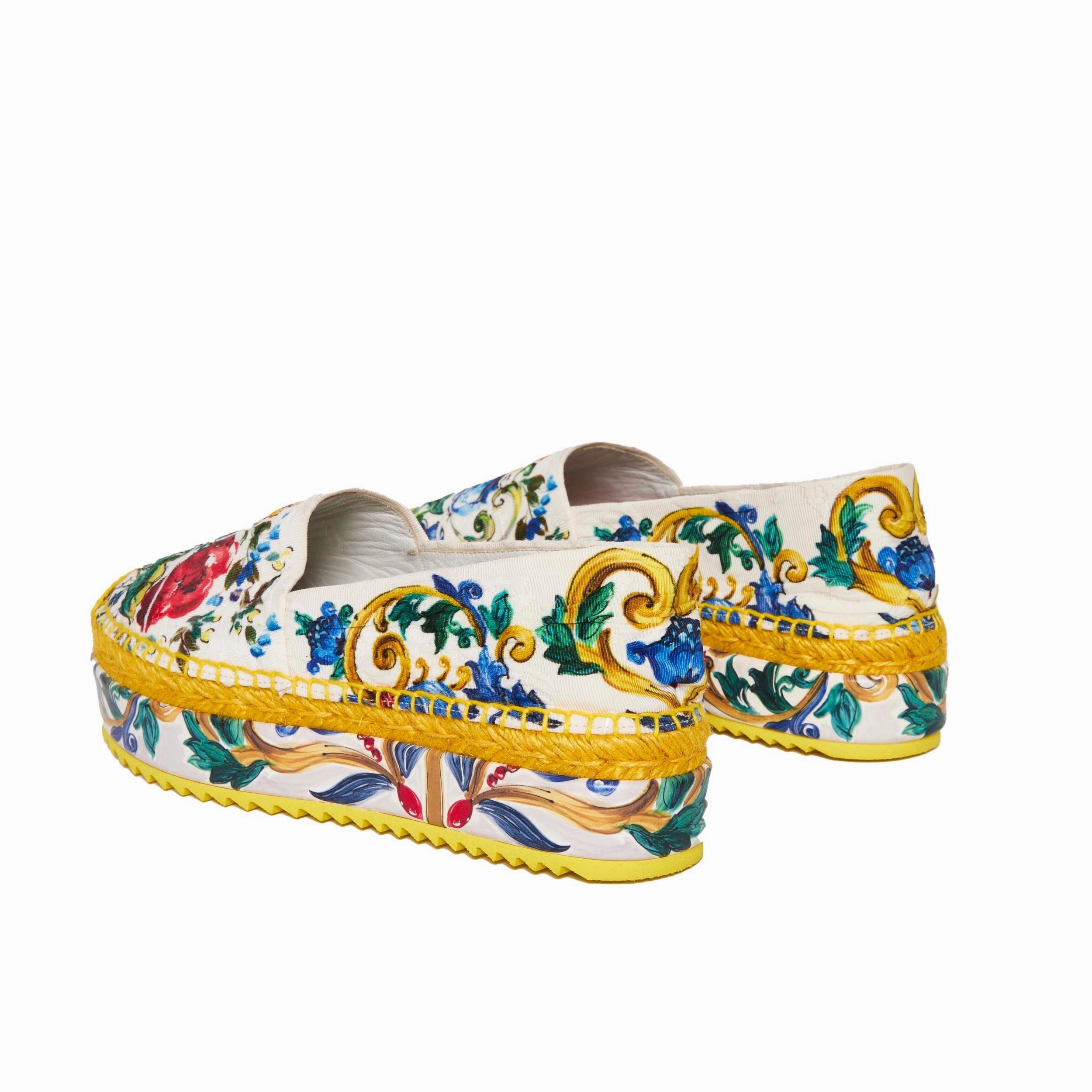 Strawberry Garden Espadrilles DOLCE & GABBANA Multicolor Fabric Majolica Print Platform Espadrilles 37