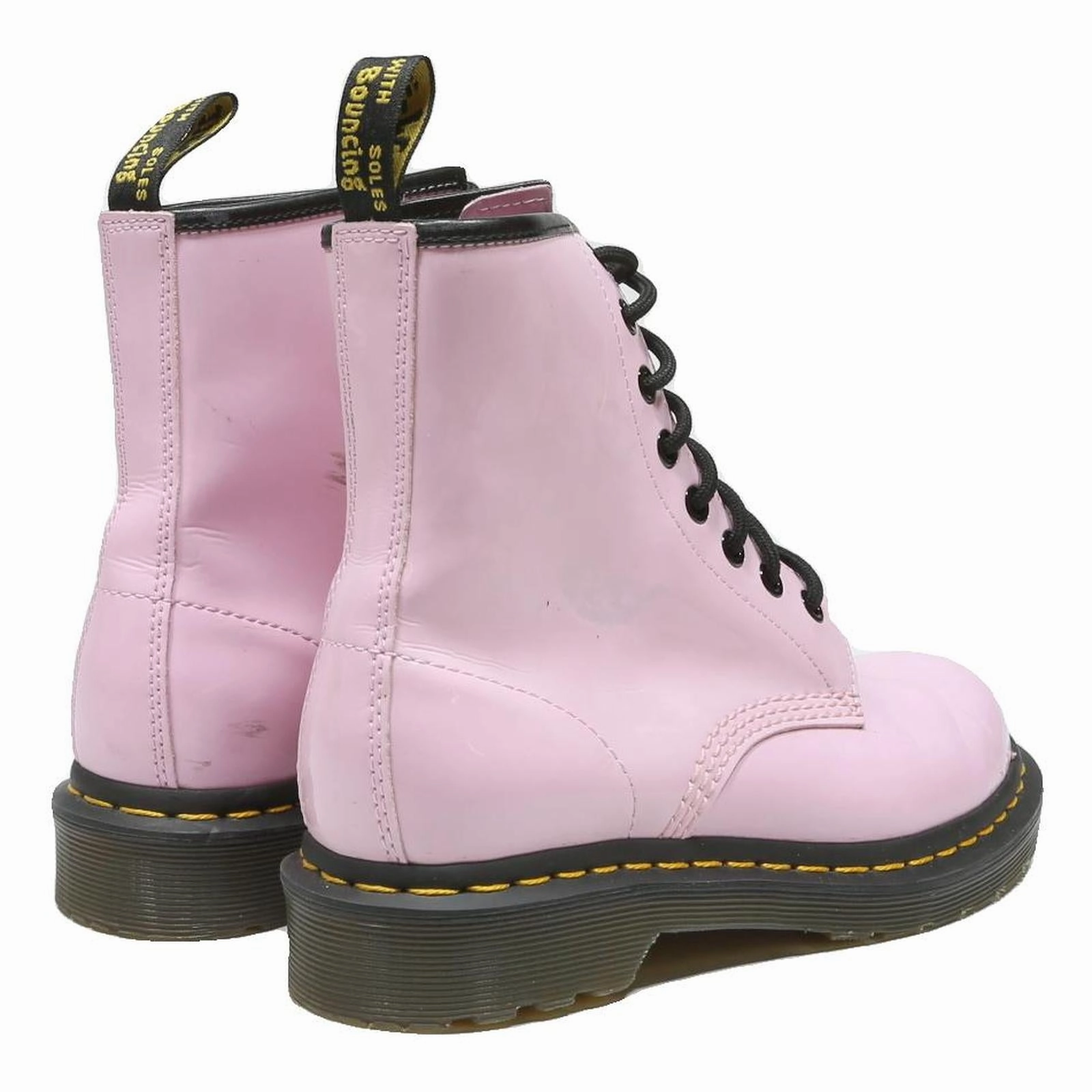 Russet Combat Boots DR MARTENS Womens Lace-Up Combat Boots Pink Leather UK 4 Glossy Finish