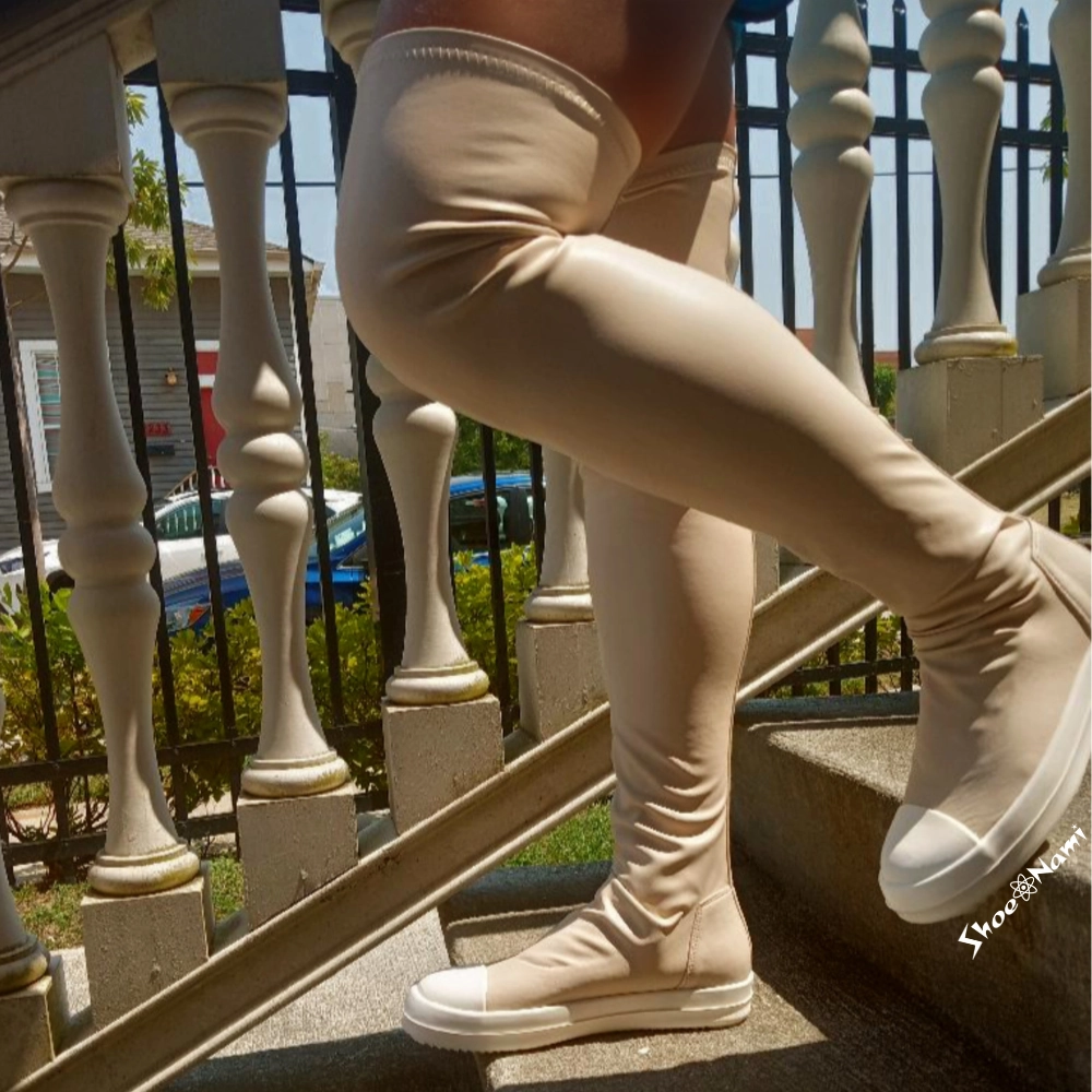 Knee High Scrunch Boots WANNABE-1 Cream