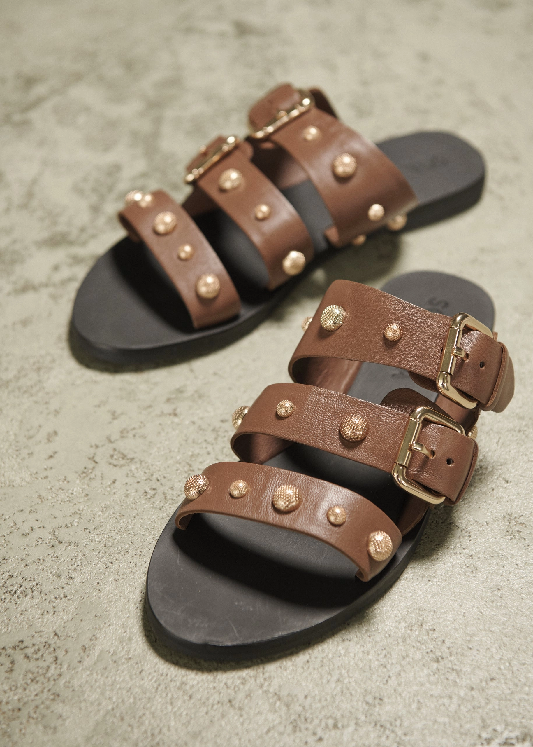 Hvar Slide Cocoa/Gold Doodle Fur Slides