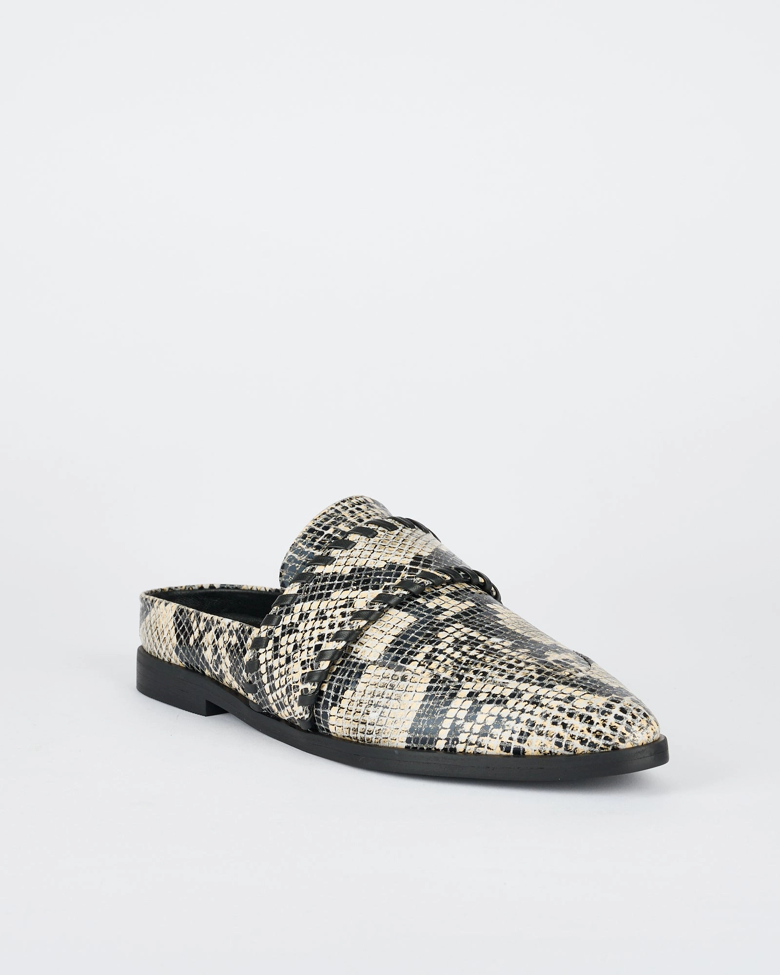 Fuzzy Flip Flop Slippers Crosby Slide Python/Black