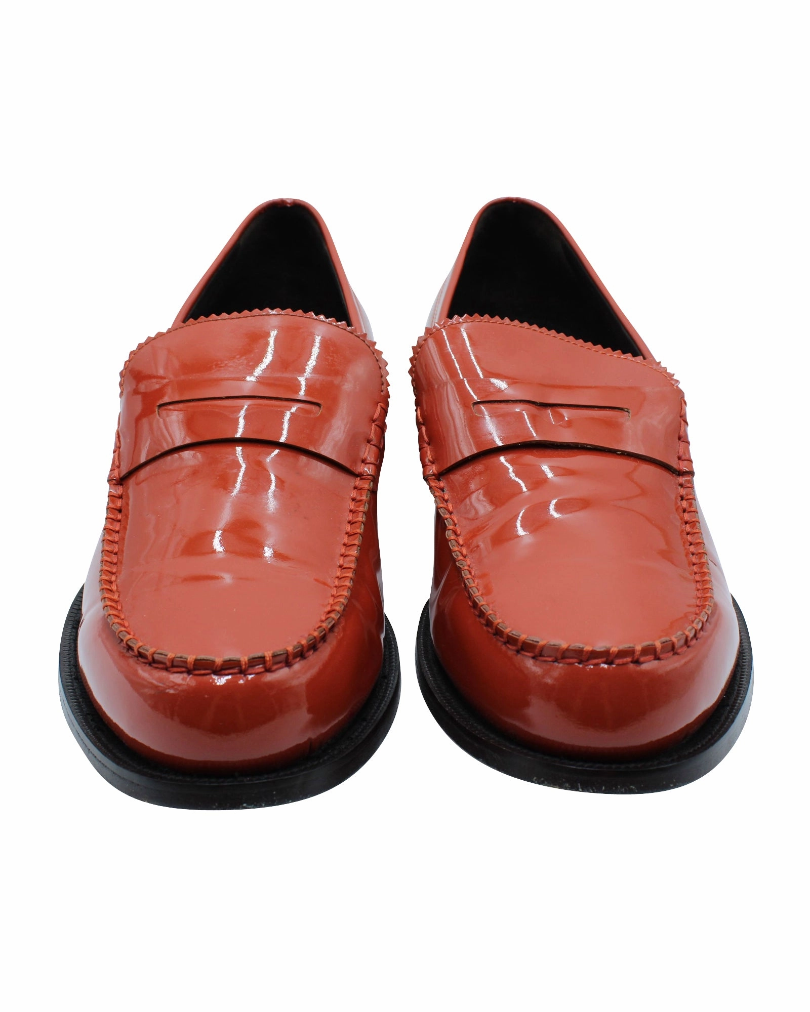 Dsquared2 High-Shine Penny Loafers in Red Leather Loafers In Leather