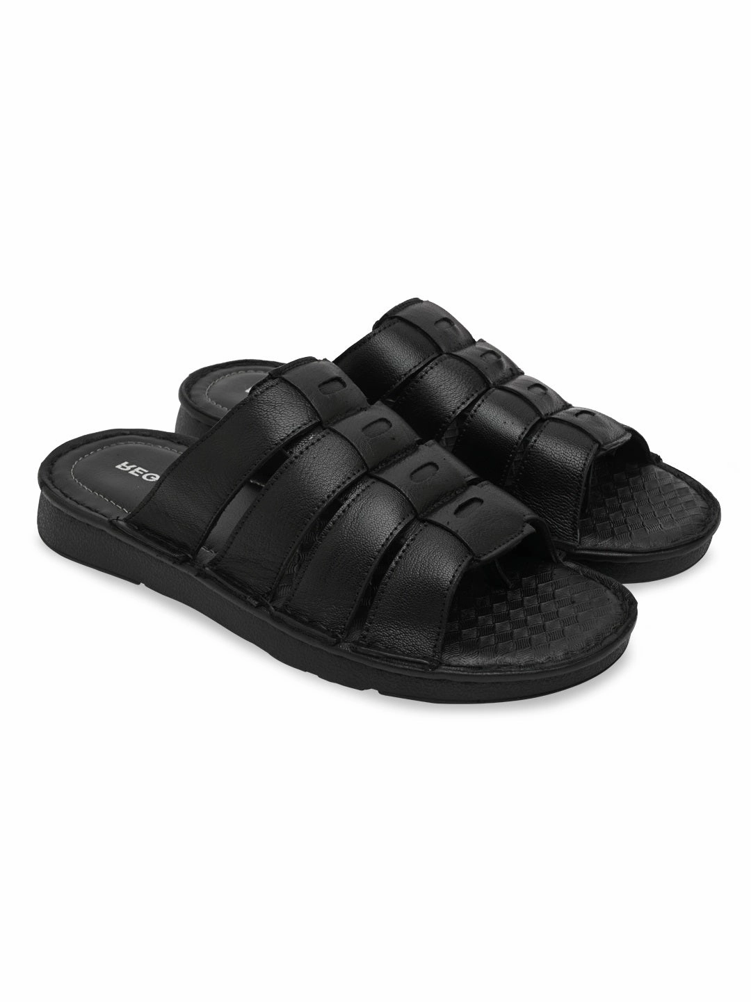 Regal Black Mens Casual Leather Sandals Sandals Montego Bay Resort