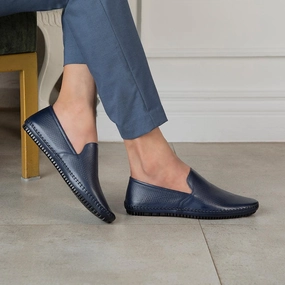 The Kslip Blue Men's Leather Loafers Tresmode Gucci Monogram Loafers