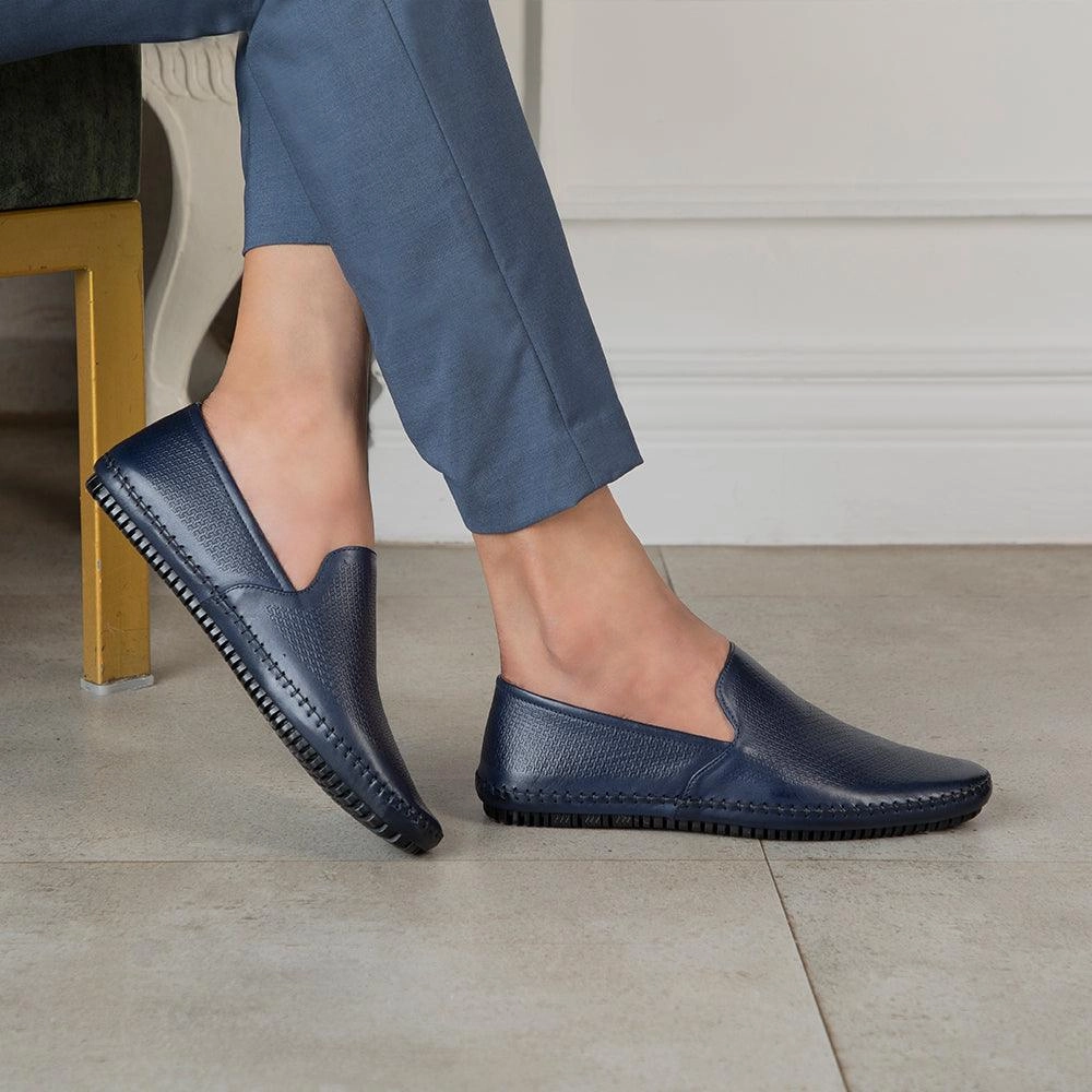 Chocolate Brushed Leather Loafers The Kslip Blue Men's Leather Loafers Tresmode