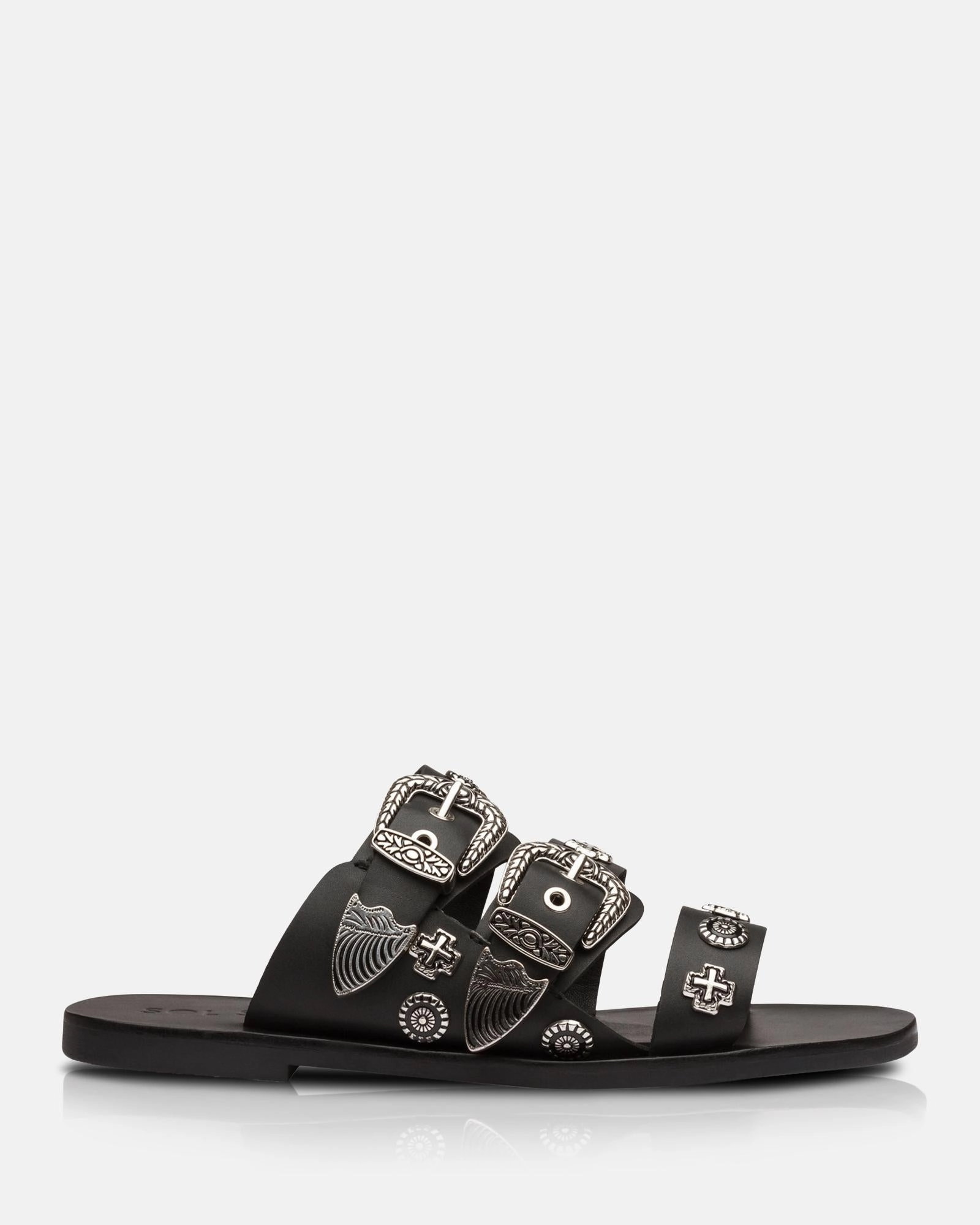 Rack Room Slippers Eastwood Slide Black/Silver