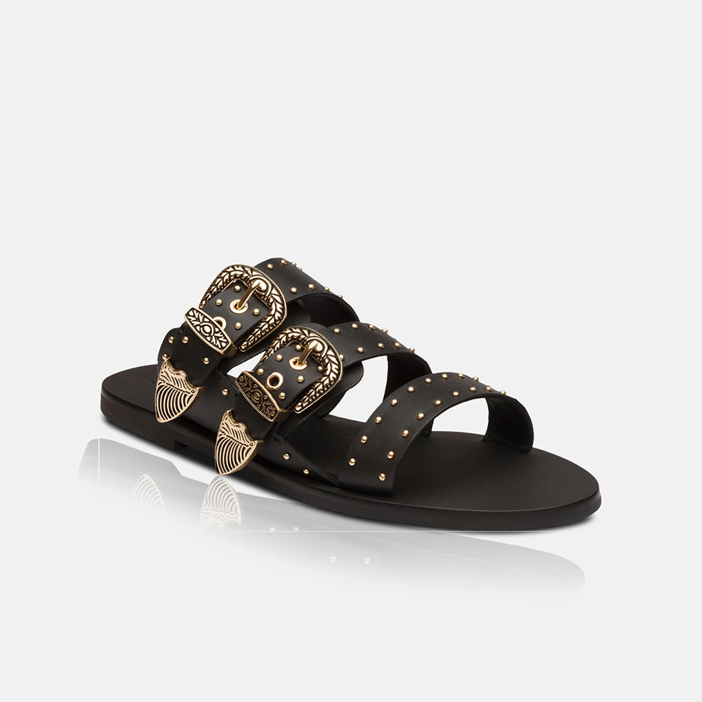 Eastwood Stud Slide Black/Gold Cozette Slide