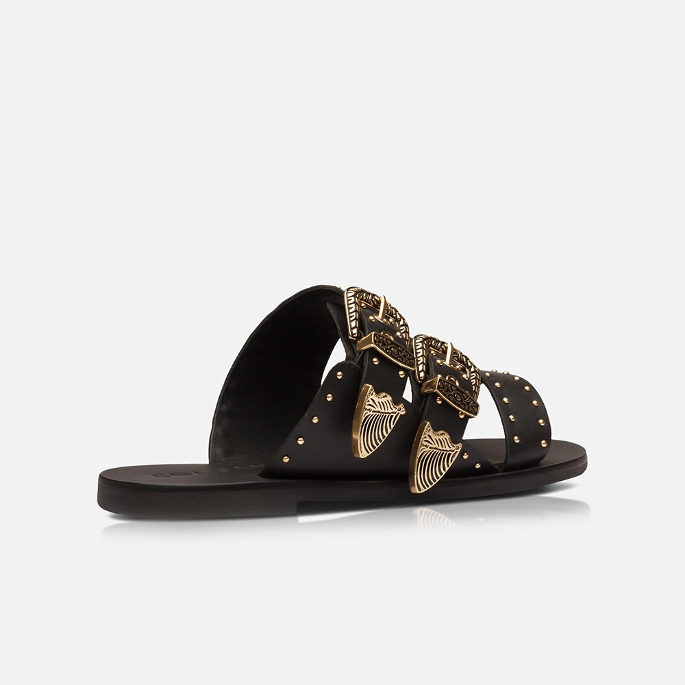 Eastwood Stud Slide Black/Gold Art The Clown Slippers