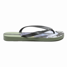 IPANEMA Mens Flip Flop Sandals Black & Green Synthetic UK 7.5 Summer Casual Fat Feet Flip Flops