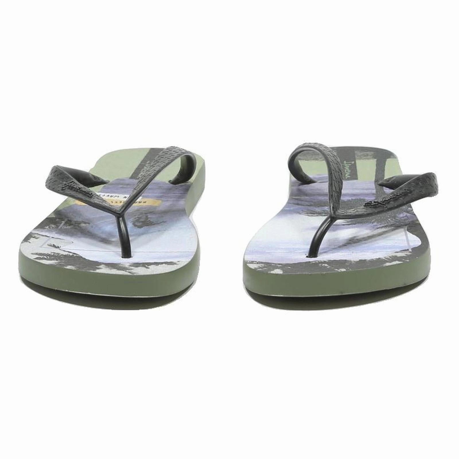 IPANEMA Mens Flip Flop Sandals Black & Green Synthetic UK 7.5 Summer Casual Matching Flip Flops