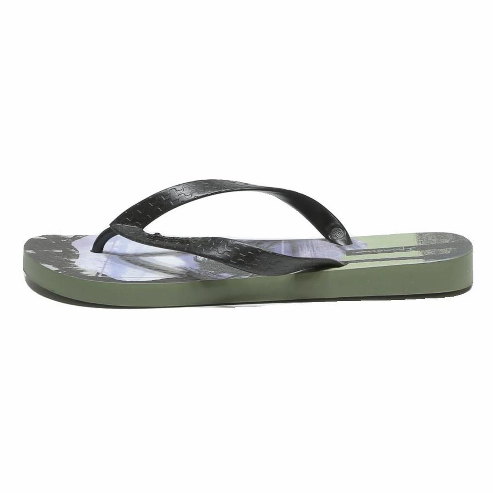 IPANEMA Mens Flip Flop Sandals Black & Green Synthetic UK 7.5 Summer Casual Best Flip Flop For Plantar Fasciitis
