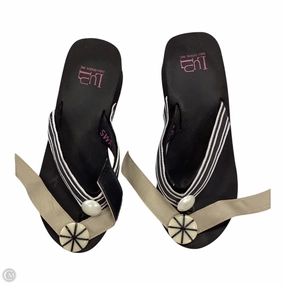 Vionic High Tide Flip Flops Sandals Flip Flops By Lulu In Black & White, Size: 7