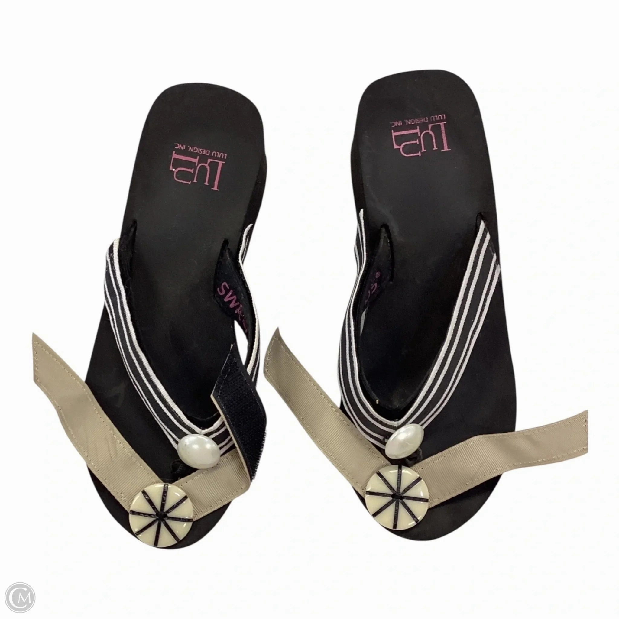 Sandals Flip Flops By Lulu In Black & White, Size: 7 Clipart Of Flip Flops