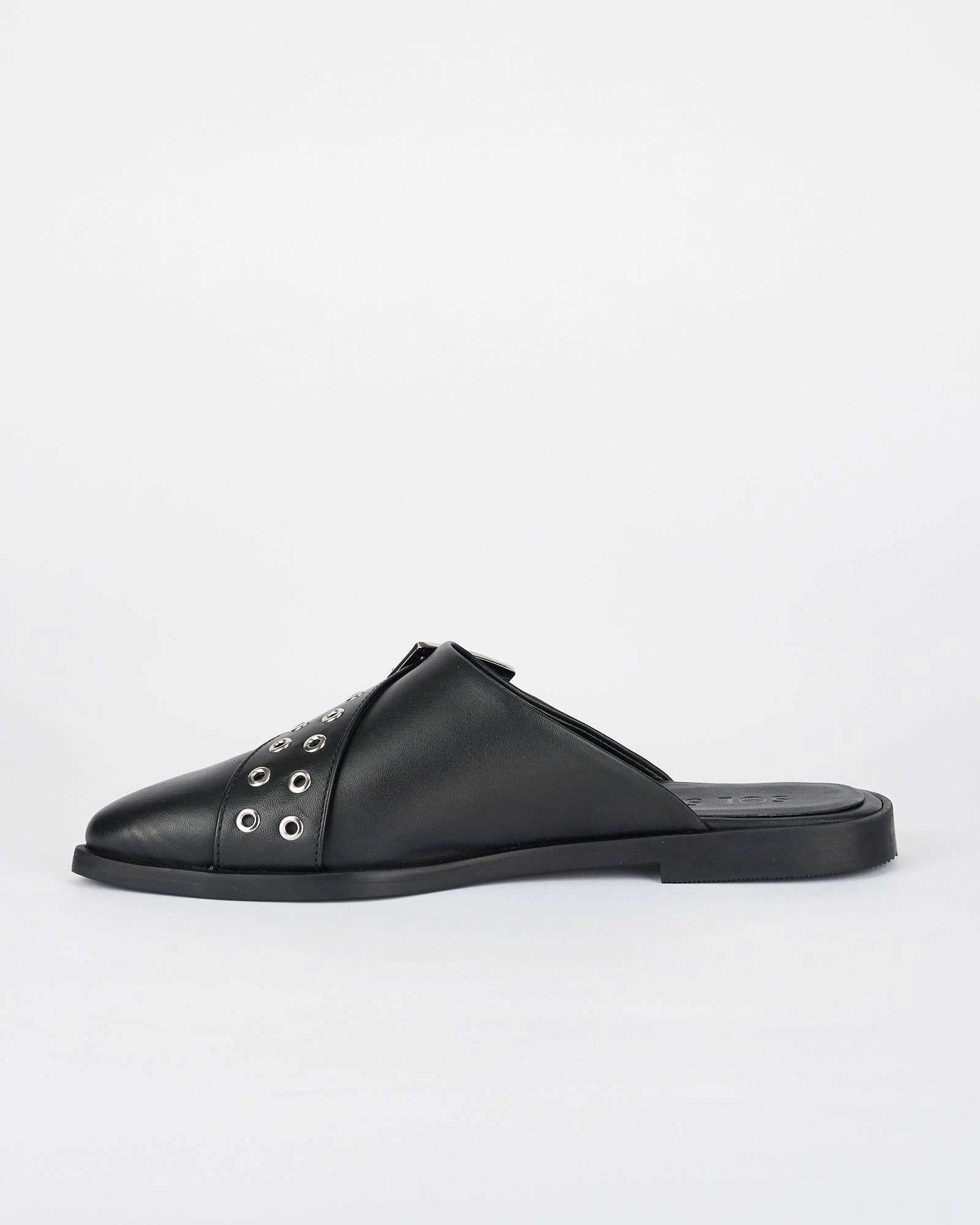Wooster Slide Black/Silver Slippers In Spanish