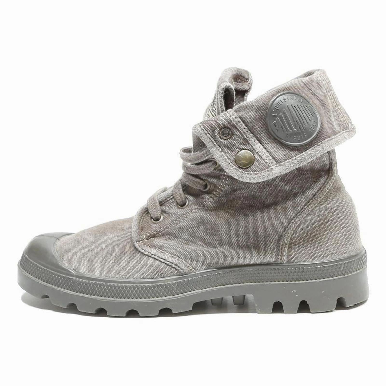PALLADIUM Pallabrouse Mens Casual Lace-Up Boots Grey Canvas UK 8 Durable Outdoor Kitten Boots
