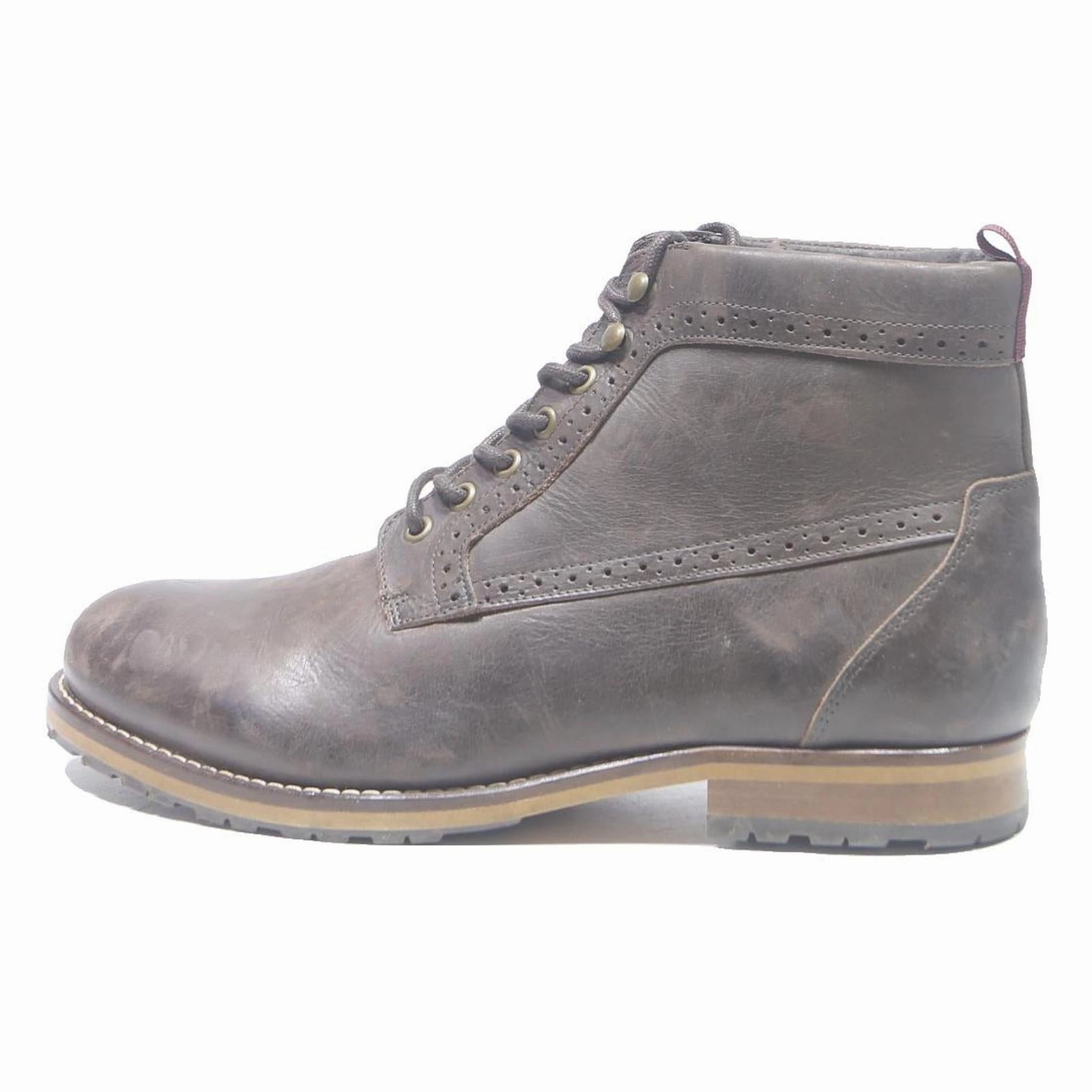 Mens Leather Lace Up Ankle Boots Brown UK 11 Casual Durable Smart Winter Cute Western Boots