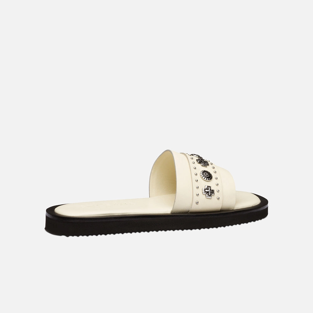 Slippers With Nut In Logo Cleo Slide Off White/Silver