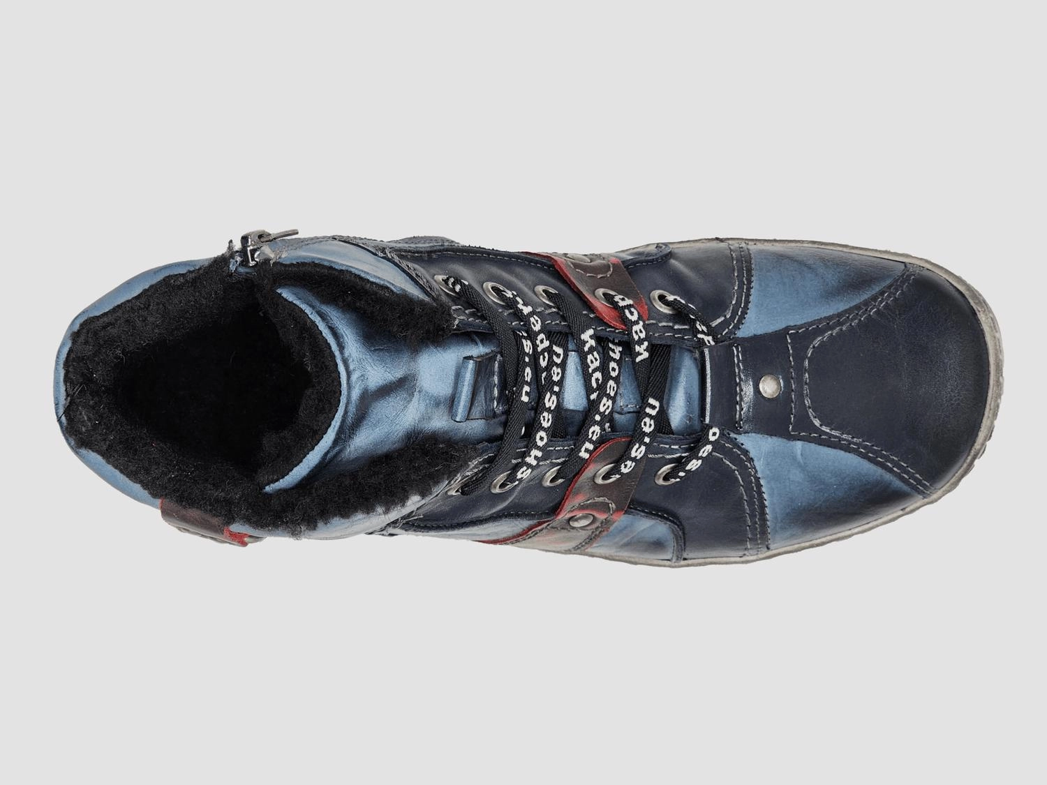 Metatarsal Boots Men's Comfort Thick Wool-Lined Zip-Up Leather Boots In Navy