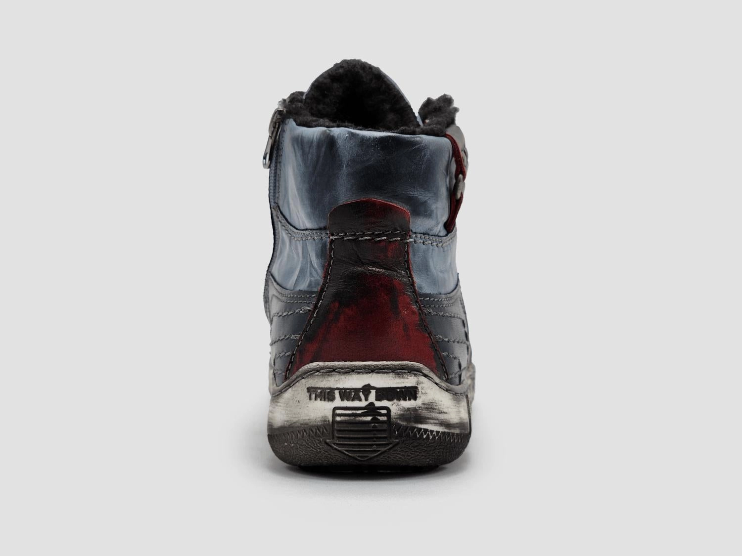 Men's Comfort Thick Wool-Lined Zip-Up Leather Boots In Navy Boots The Fur