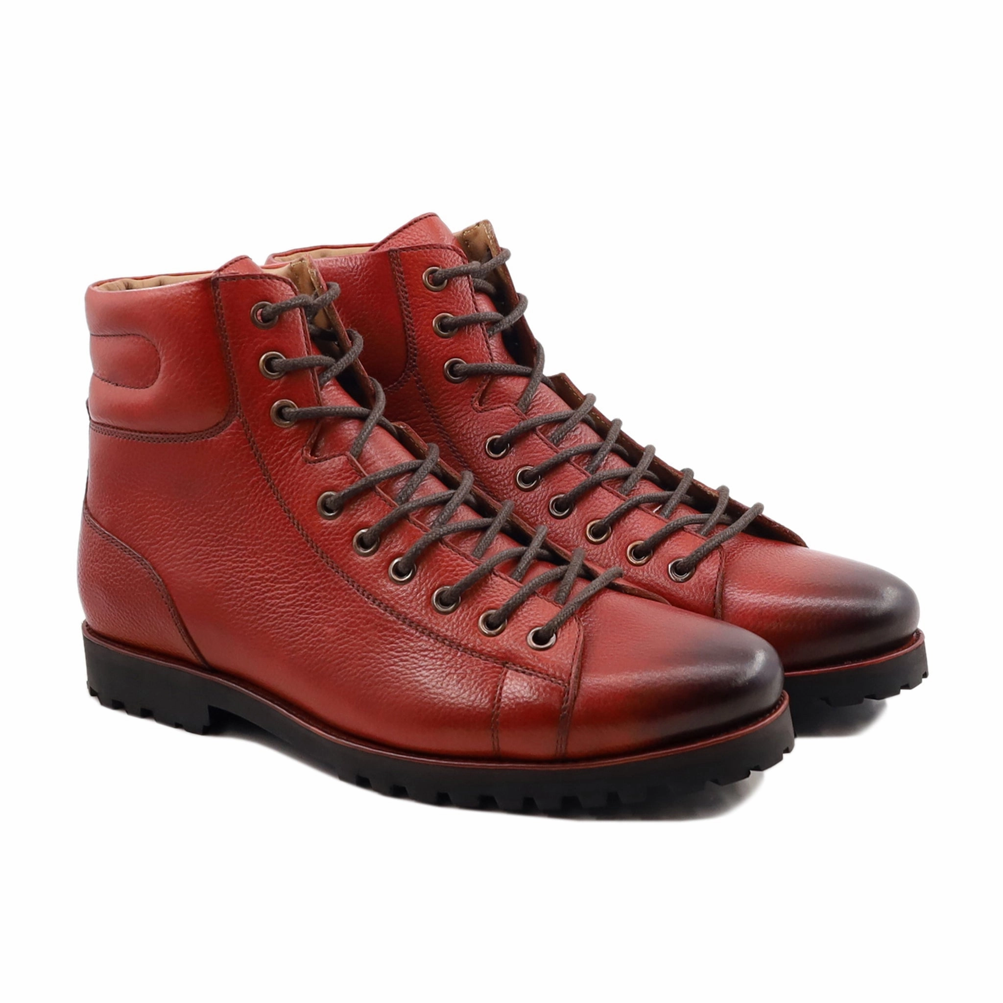 Tambo - Men's Burnish Oxblood Pebble Grain Leather Boot Jeans To Wear With Boots