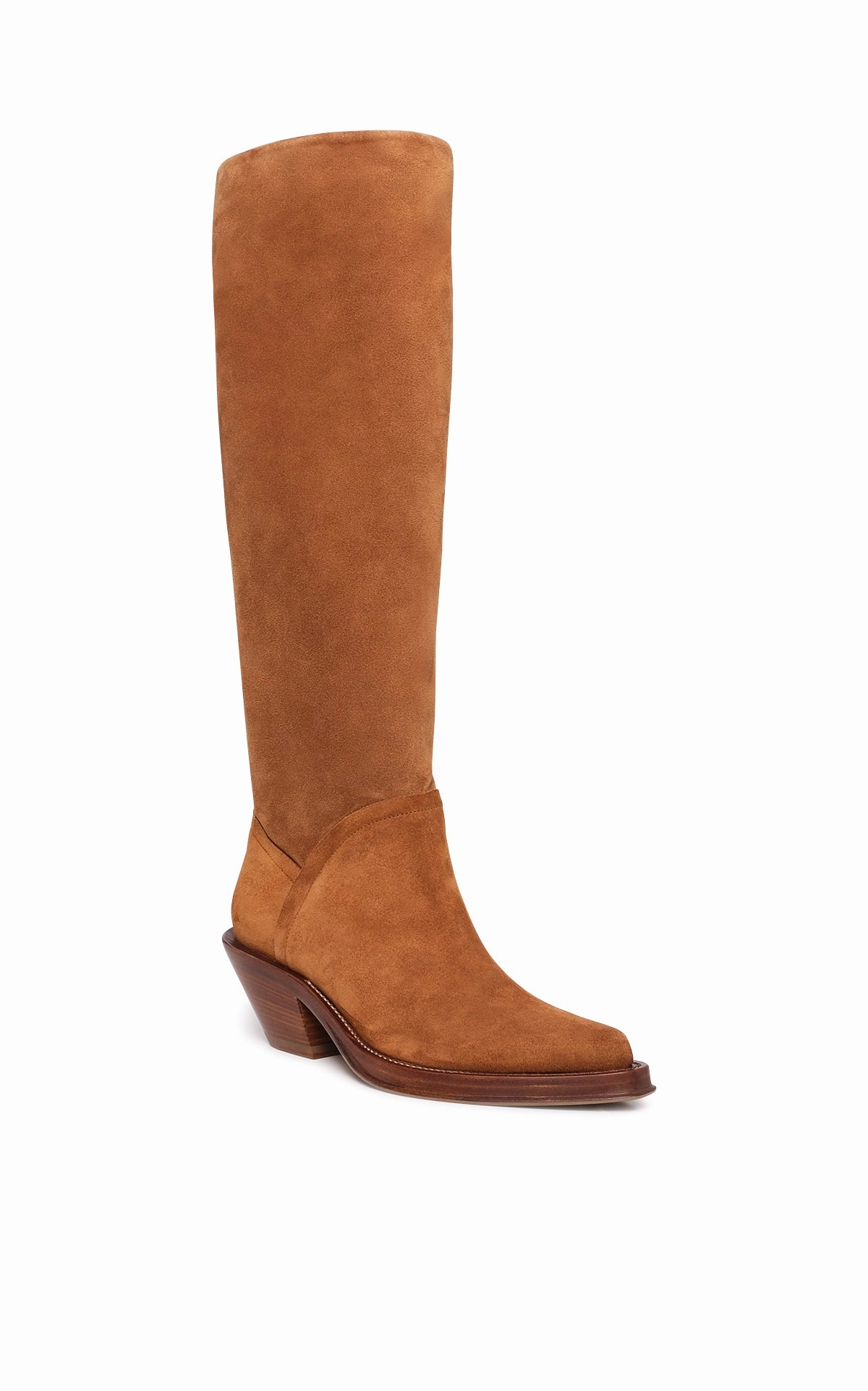 Camero Knee-High Cowboy Boot in Cognac Suede Knee High Winter Boots Waterproof