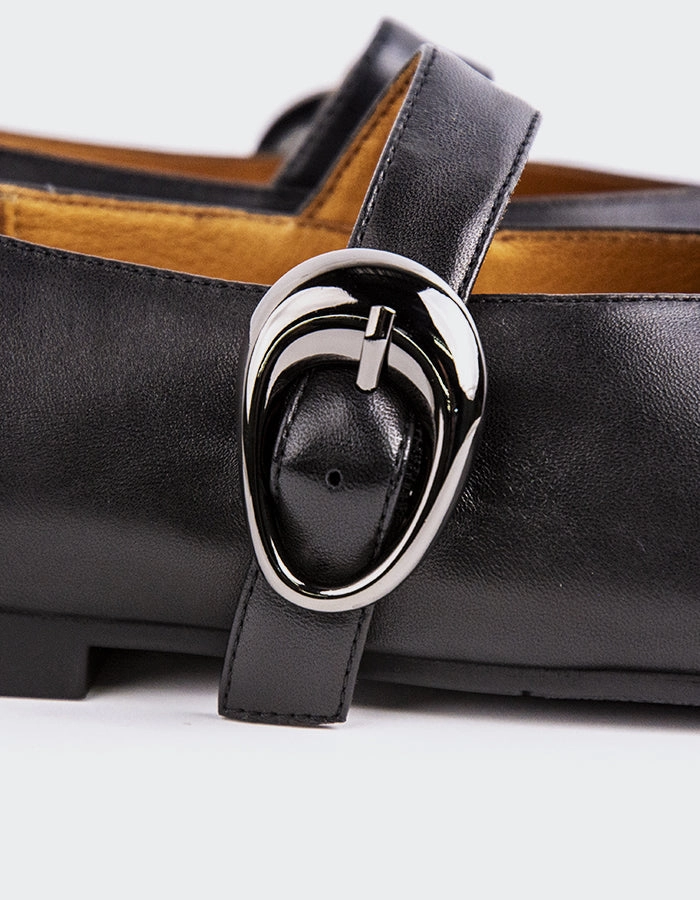 Nikole Black Leather Pink Mary Jane Shoes