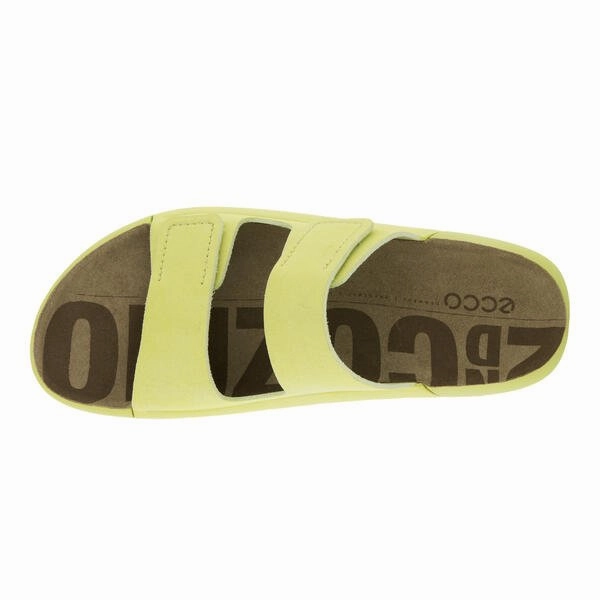 Ecco Women's 2nd Cozmo Two Band Slide - Sunny Lime Cork Flip Flops