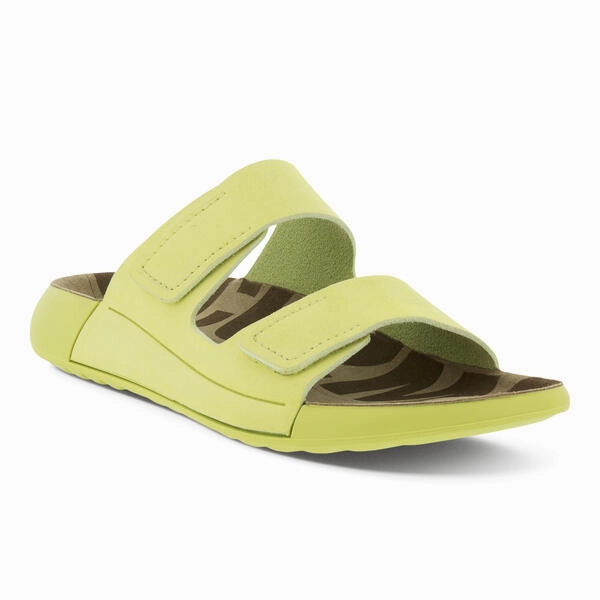 Ecco Women's 2nd Cozmo Two Band Slide - Sunny Lime Frayed Flip Flops