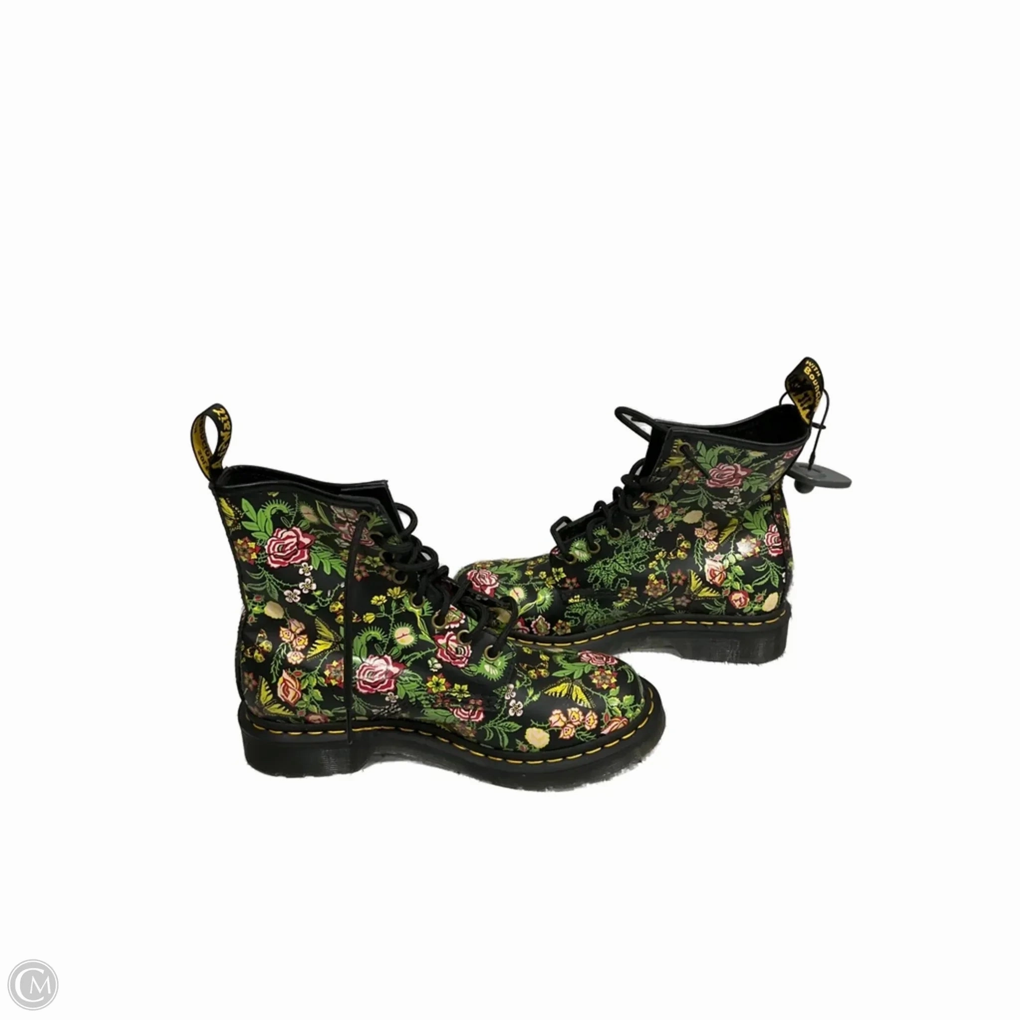 Combat Boots With Faux Fur Boots Combat By Dr Martens In Floral Print, Size: 8