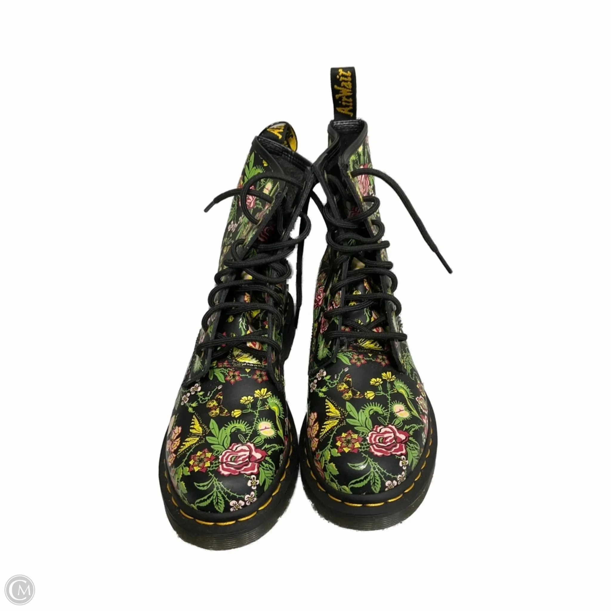 Premium Combat Boot Boots Combat By Dr Martens In Floral Print, Size: 8