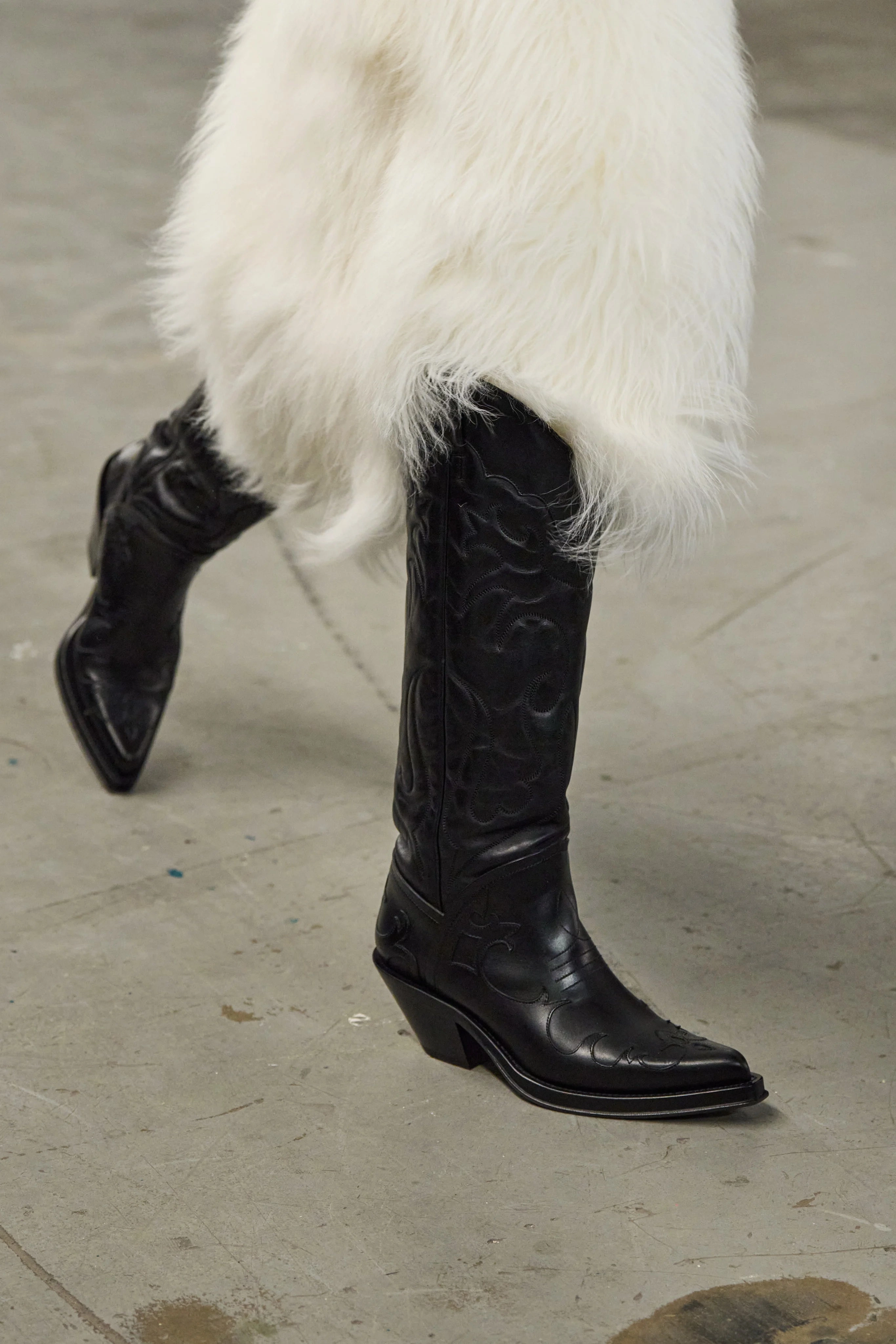 Capitana Cowboy Boot in Black Leather Cowboy Boots Suede