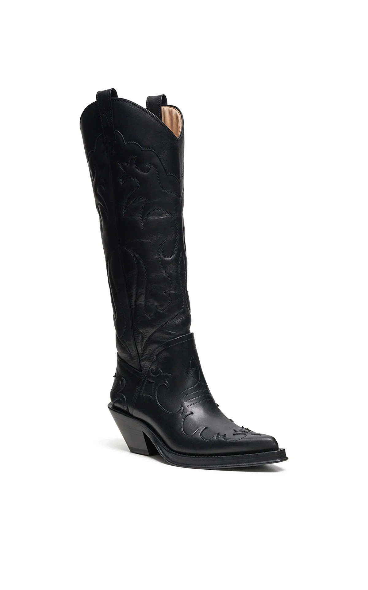Trendy Boots Capitana Cowboy Boot in Black Leather