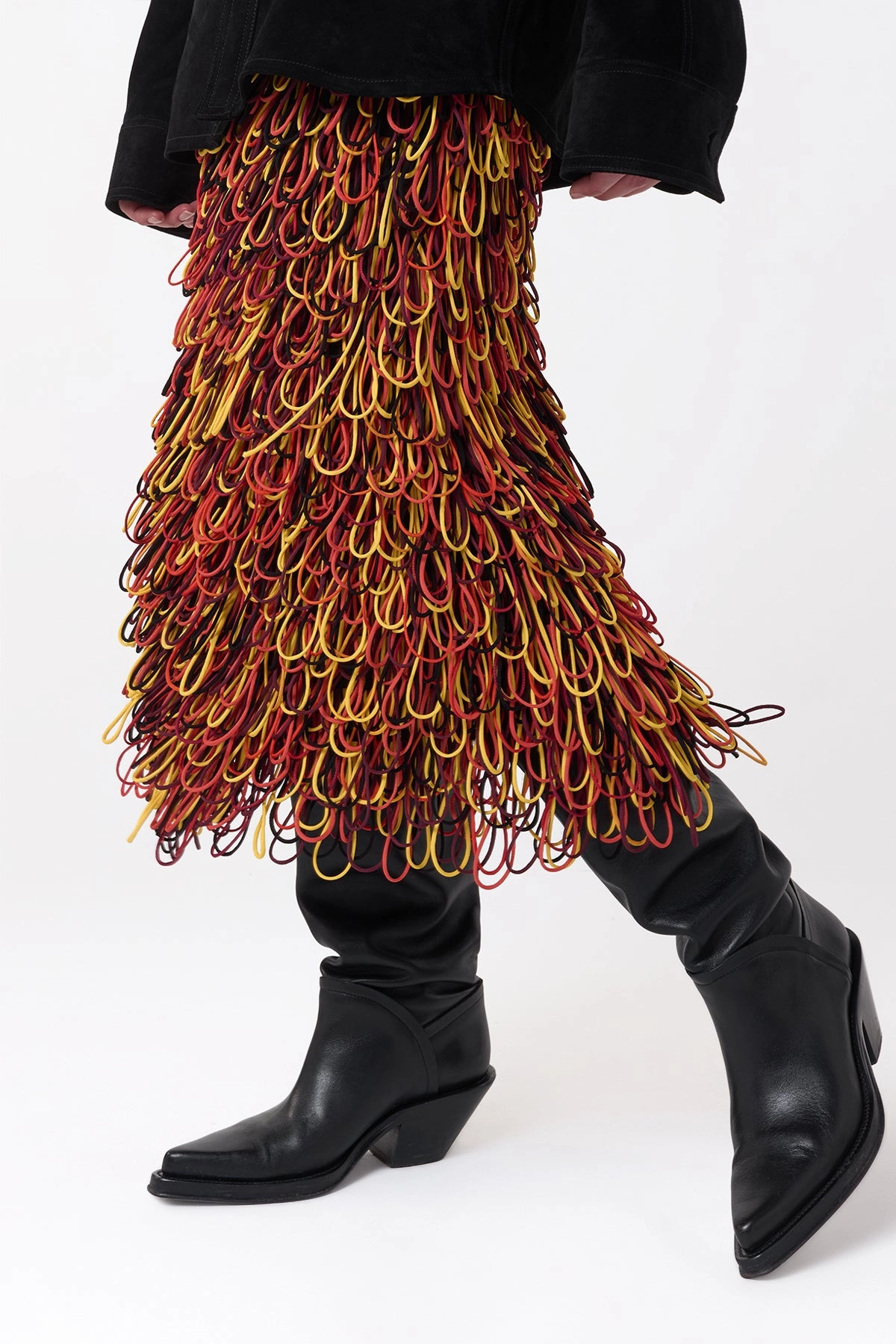 Best Military Boots Camero Knee-High Cowboy Boot in Black Leather