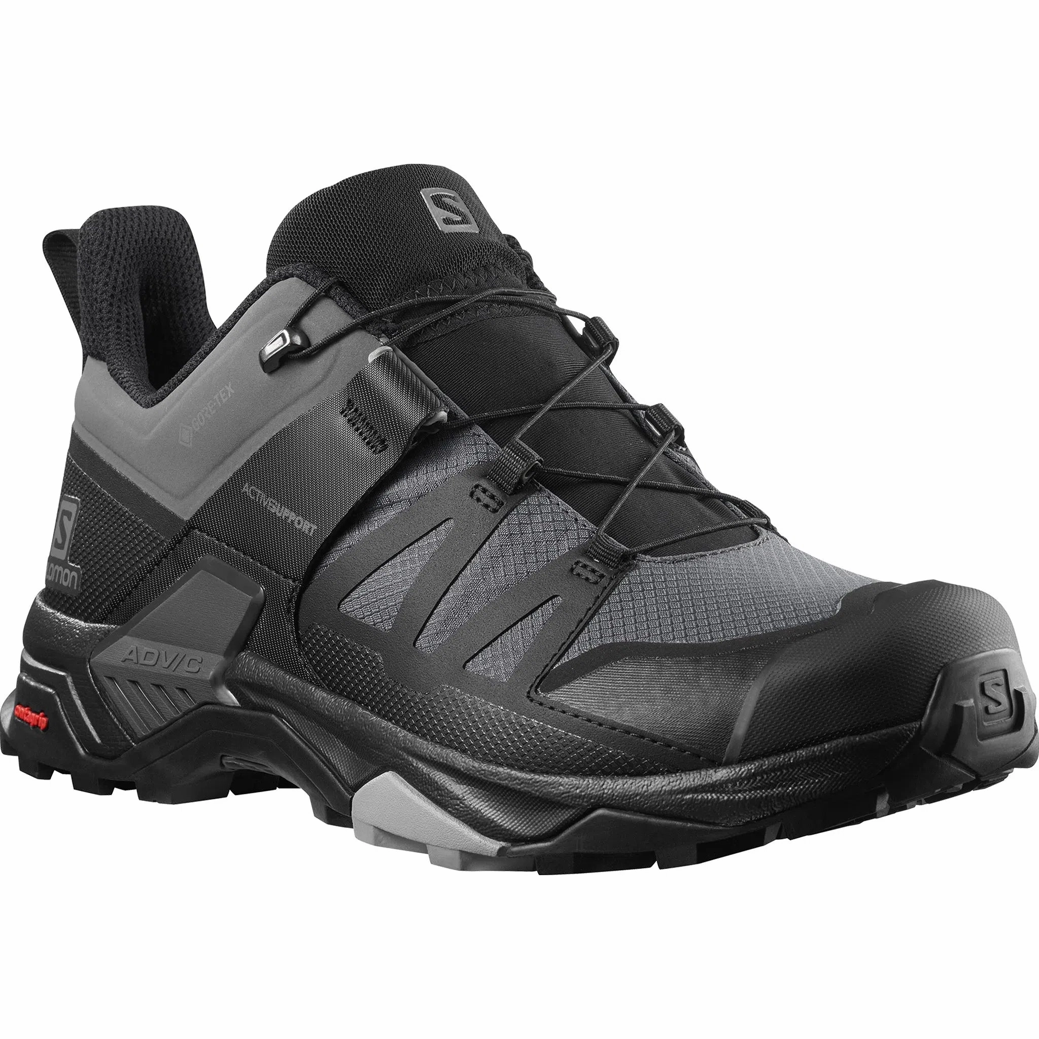 Men's Salomon X Ultra 4  wide GTX Magnet - Black - Monument Trail Shoes Lugs